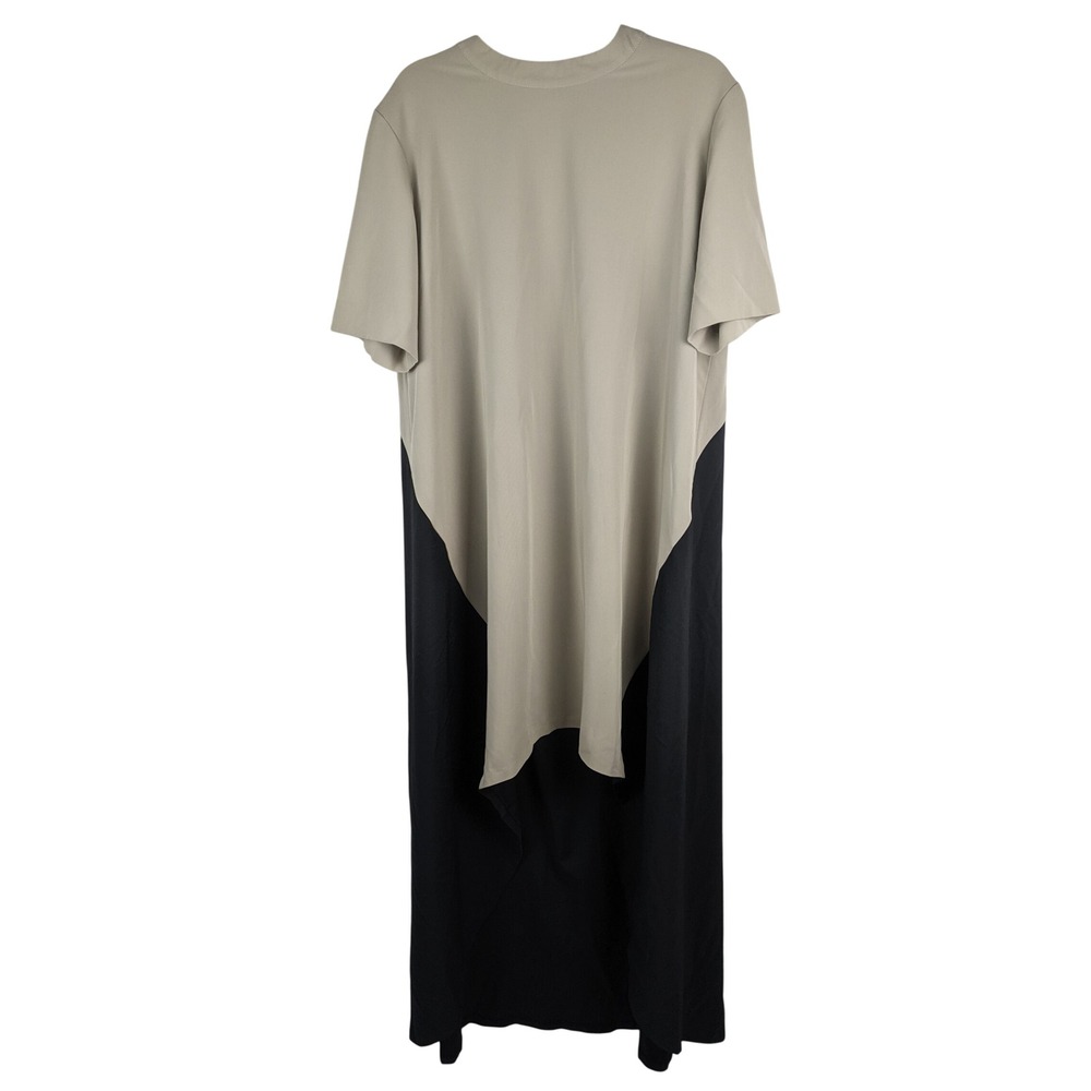 Aakasha Colorblock Maxi Dress 2XL Beige Black Asymmetrical Made in Bulgaria